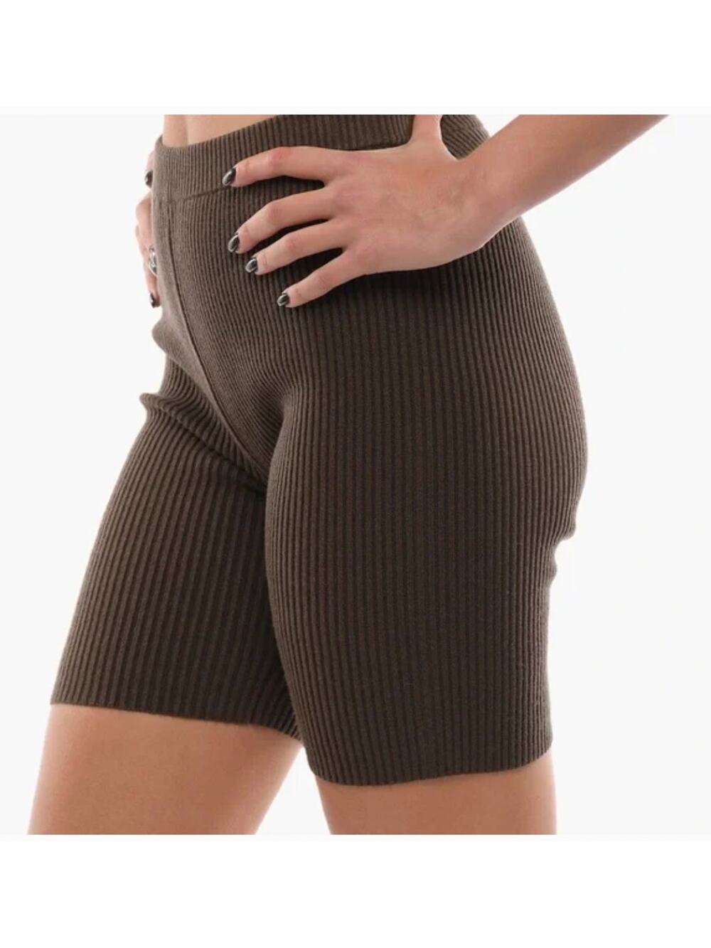 Samsoe Samsoe Luna Rib Knit Shorts Brown Wren Womens Small Minimalist